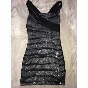 Express Black and Silver Bodycon Dress